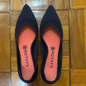 Rothy’s Navy Lattice Stitch Point Flats